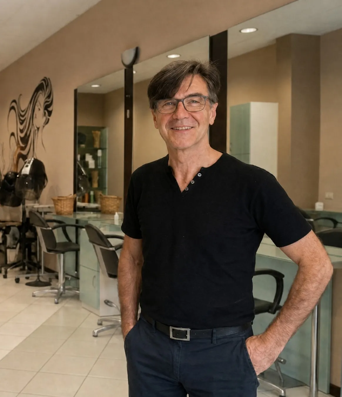 Carmelo, il titolare di Nuova Immagine Coiffeur, nel suo salone a Milano Brenta e Corvetto